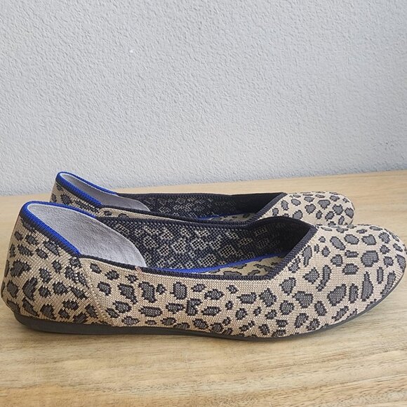 Rothy's The Flat Shoes Womens Size 8.5 EU 39 Leopard Knit Ballet Washable - Picture 1 of 12